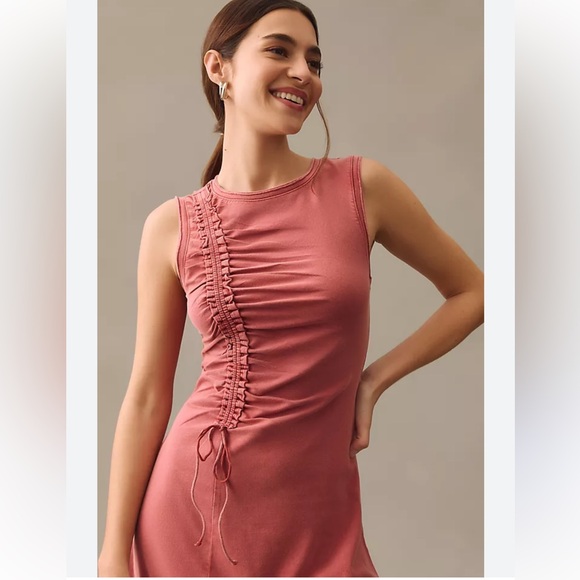 DAILY PRACTICE By Anthropologie Rouched Lounge Midi Dress Size Medium - Picture 4 of 11